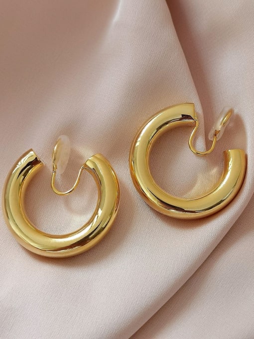 18K gold [30mm] Brass Geometric Minimalist Hoop Earring
